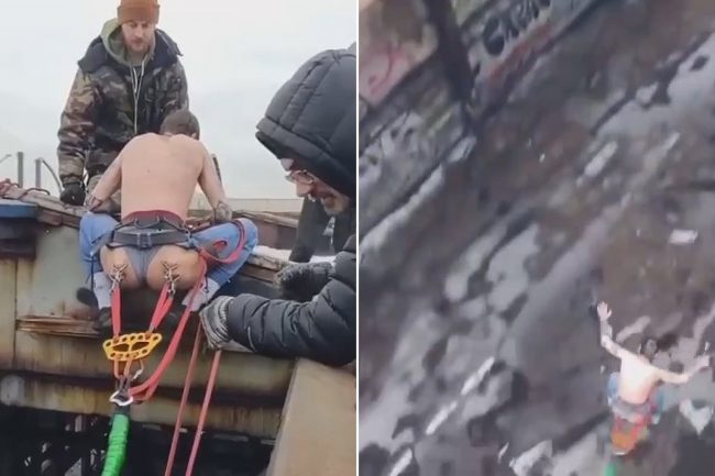 নিতম্বে হুক লাগিয়ে বাঞ্জি জাম্প (ভিডিও লিঙ্ক সহ)